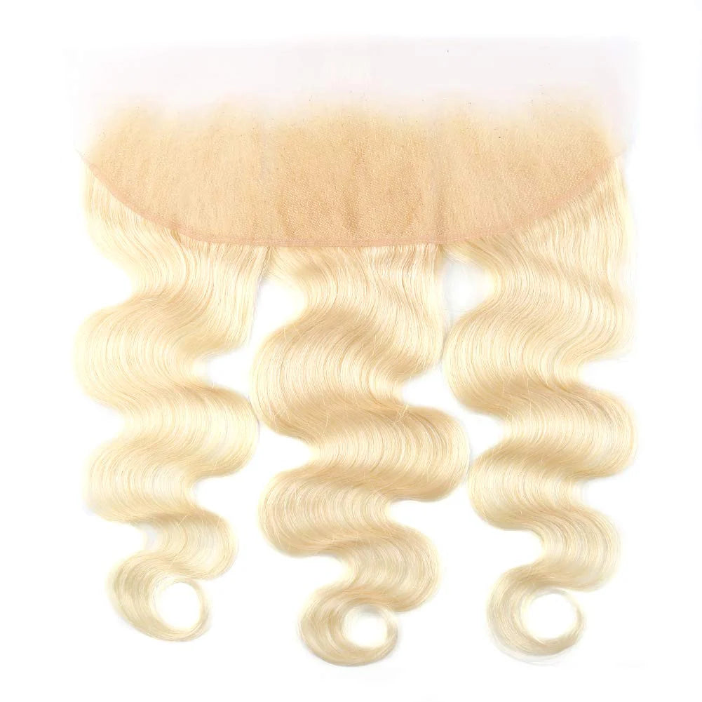 Hair #613 Blonde Body Wave Human Hair 3 Bundles with 13x4 Frontal