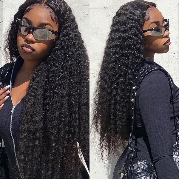 Hair 9A/10A/12A Deep Wave Human Hair 3 Bundles with 13x4 Lace Frontal