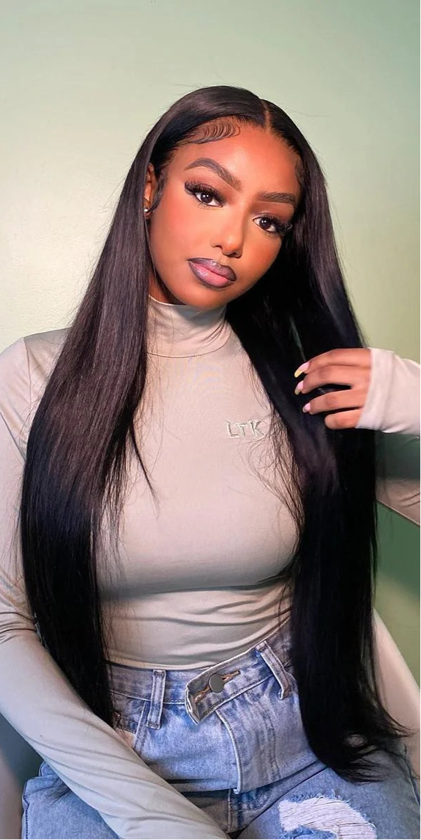 Hair 9A/10A/12A Straight 3 Bundles with 13x6 Frontal with Preplucked Hairline