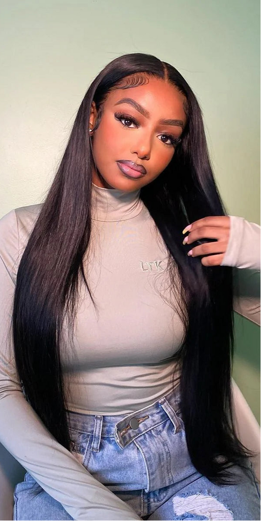 Hair 9A/10A/12A Straight 3 Bundles with 13x6 Frontal with Preplucked Hairline