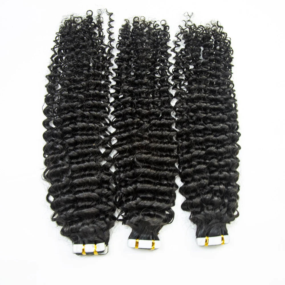 Hair Curly Tape In 100% Virgin Human Hair Tape Ins Hair Extensions