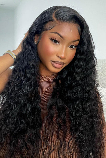 Hair 9A/10A/12A Water Wave Human Hair 3 Bundles with 13x4 Lace Frontal