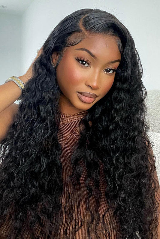 Hair 9A/10A/12A Water Wave Human Hair 3 Bundles with 13x4 Lace Frontal