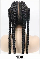 Front Lace Four Braid Synthetic Fiber Wig | High-Temperature Silk | Available in Multiple Colors | Full Hand Weaving