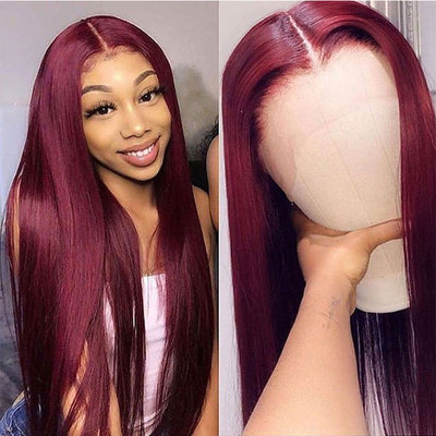 Full Headgear Long Straight Front Lace Wig | Real Human Hair | Fully Hand-Woven | Dyeable | Smooth, Natural Look