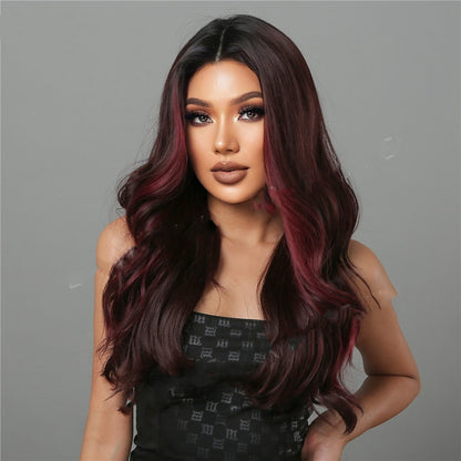 Chic Reddish Brown Middle Long Curly Wig - Star Fashion High Temperature Silk