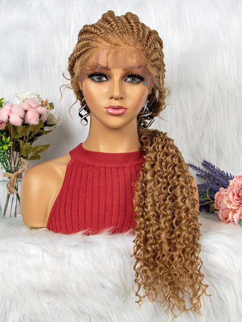 Elegant Lace Braided Hand-woven African Wig – Versatile Colors for Exquisite Styles