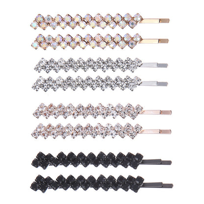 Elegant Rhinestone Polka Dot Hairpins - Electroplated Black, Gold, Silver, and Rose Gold