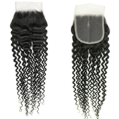 Hair 4x4 Transparent Lace Cloure Curly Deep Curly
