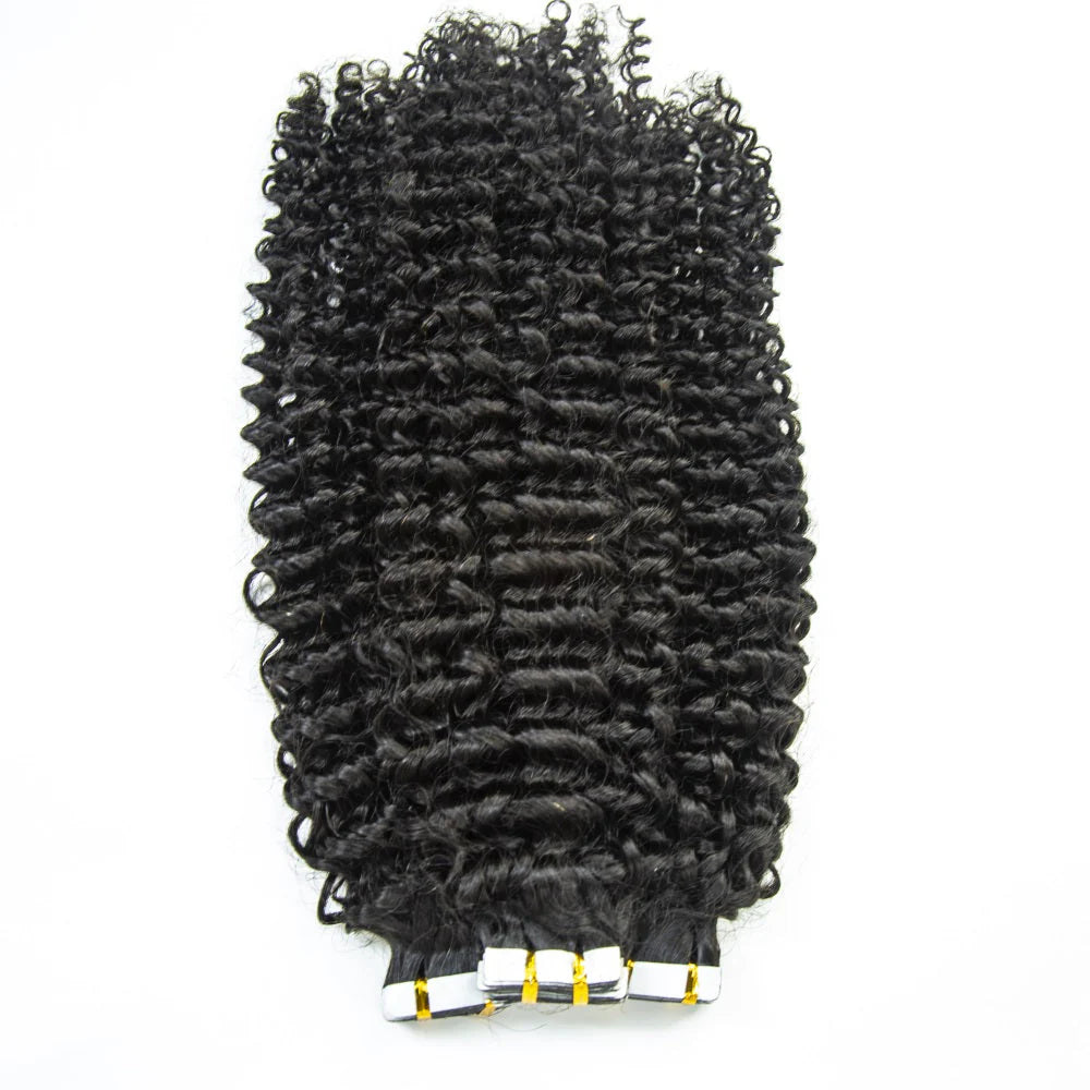 Hair Curly Tape In 100% Virgin Human Hair Tape Ins Hair Extensions