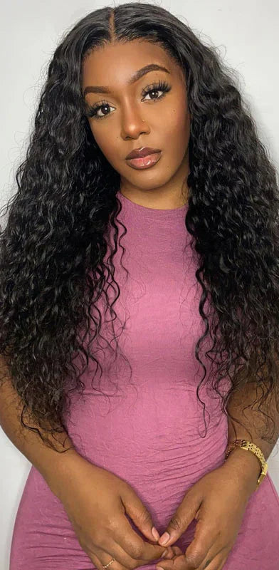 Hair 9A/10A/12A Water Wave 3 Bundles with 13x6 Frontal with Preplucked Hairline