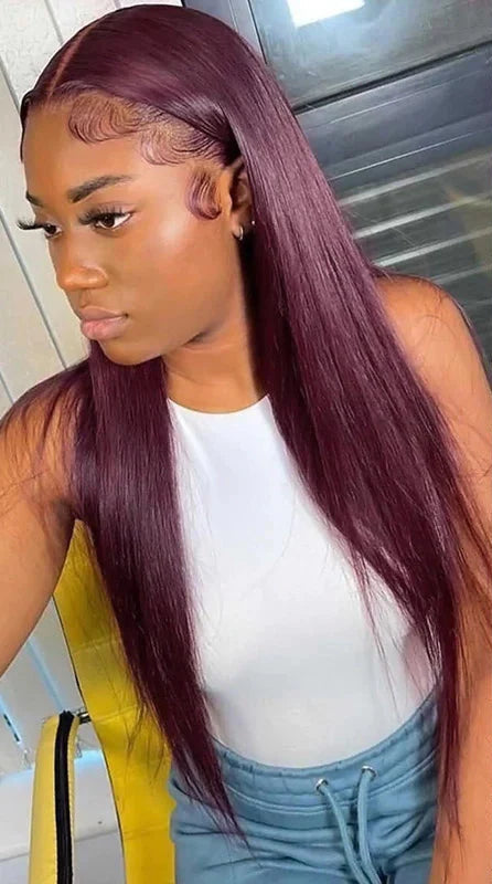 Hair 99J Wig Human Hair Wig 13x4 Lace Front Wig Straight Lace Frontal Wig