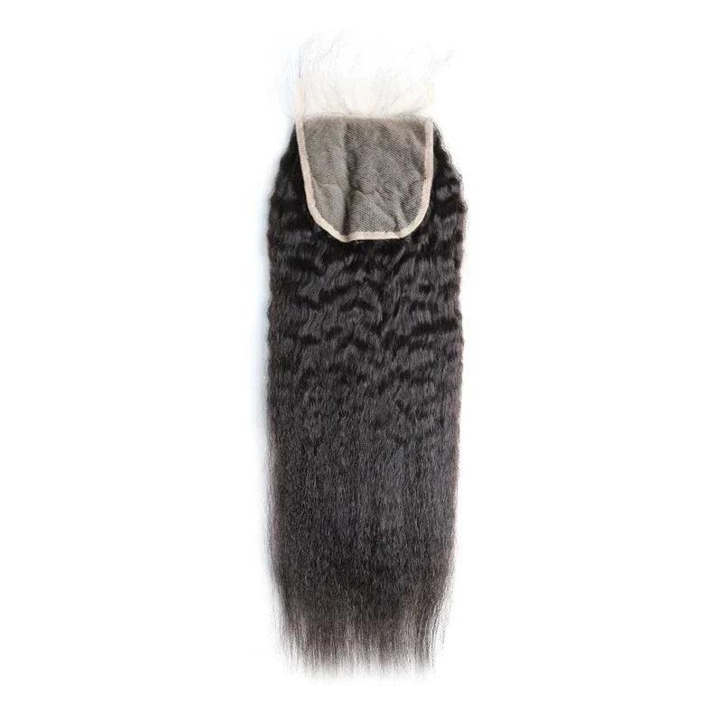 Hair 9A/10A12A Kinky Straight Human Hair Bundles with 5x5 Closure