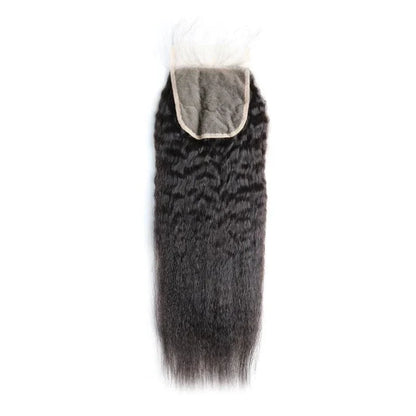 Hair 9A/10A12A Kinky Straight Human Hair Bundles with 5x5 Closure