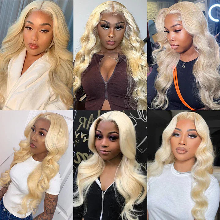 Hair #613 Blonde Body Wave Hair 3 Bundles with 5x5 HD Closure