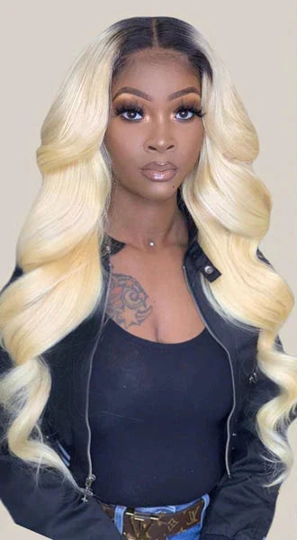 Hair Ombre Blonde Body Wave 1b/613 Lace Front Wig Pre-plucked 13x4 Lace Body Wave Human Hair Wig