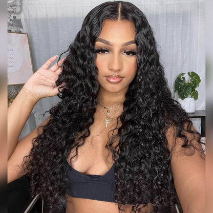Hair Water Wave Bundles with 4x4 Lace Closure Indian Human Hair Free Part