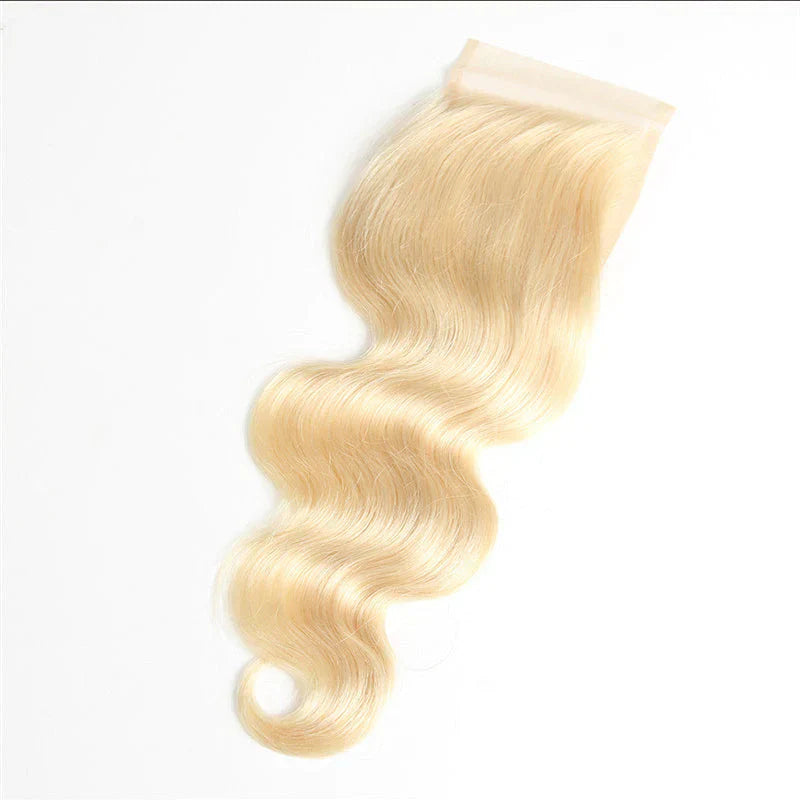 Hair #613 Blonde Body Wave 3 Bundles with 4x4 Transparent Lace Closure