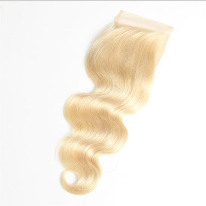 Hair #613 Blonde Body Wave 3 Bundles with 4x4 Transparent Lace Closure