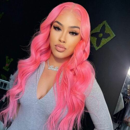 Hair 13x4 Pink Body Wave Lace Front Wig Pre-plucked Body Colored Human Hair Wig