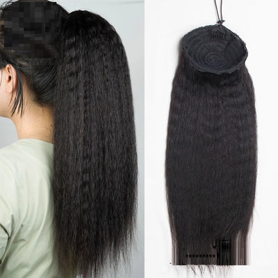 Luxurious Hand-Woven Real Human Hair Ponytail Extension – Versatile Bangs, Customizable Length 8-30 Inches