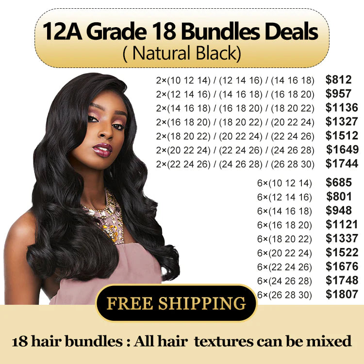 Raw Hair Human Hair 18 Bundles Deal Free Shipping