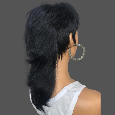 Exotic Full Machine Made Human Hair Wig with Bangs – Black, Hot Dyeable, for All Face Shapes and Skin Tones