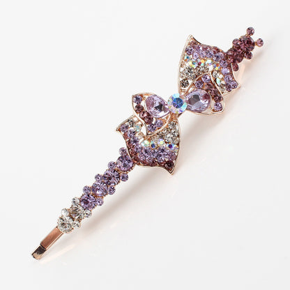 Elegant Korean Style Bow Hairpin – Diamond-Encrusted Floral Design