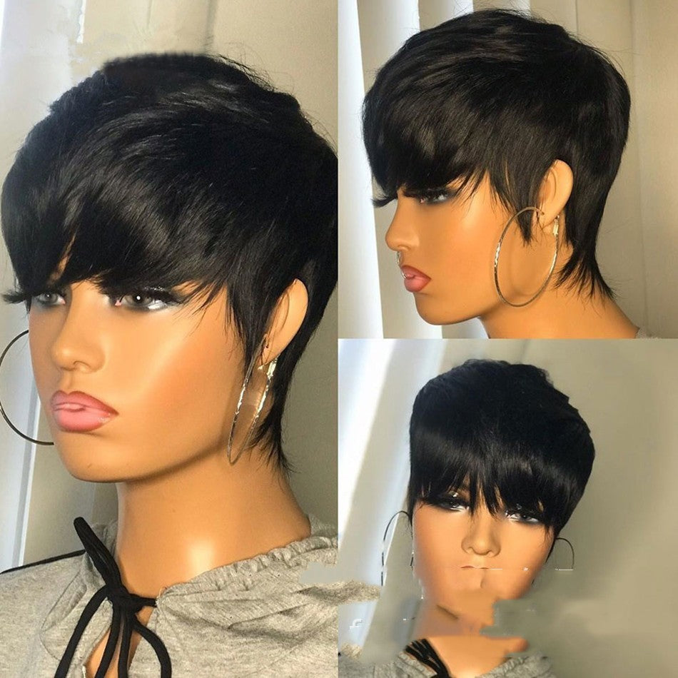 Sleek Pixie Cut Short Black Wig | Modern Female Headgear with Versatile Styling