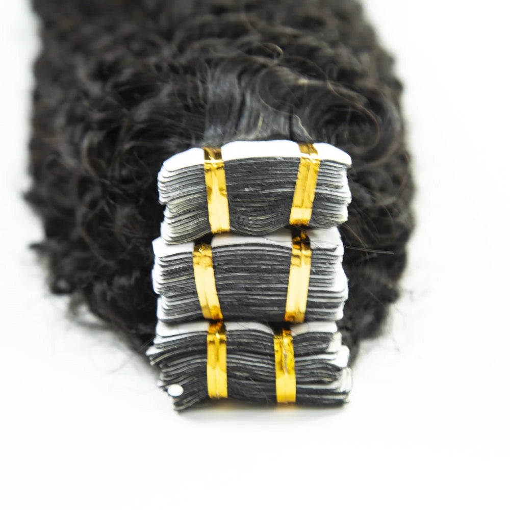 Hair Curly Tape In 100% Virgin Human Hair Tape Ins Hair Extensions