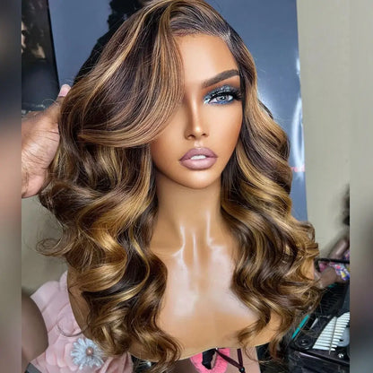 Hair Honey Blonde 4/27 Highlight Wig 13x4 Lace Front Wig Body Wave Human Hair Lace Wigs