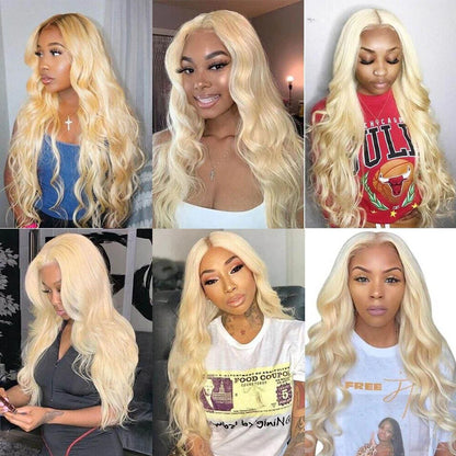 Hair #613 Blonde Body Wave Human Hair 3 Bundles with 13x4 Frontal