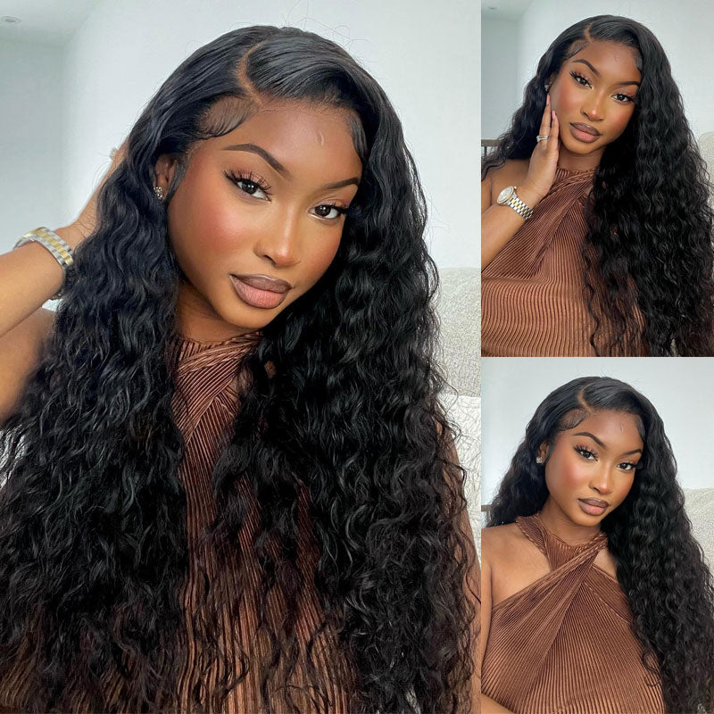 Hair 9A/10A12A Brazilian Water Wave 3 Bundles Human Hair Bundles with 5x5 Closure Small Knots