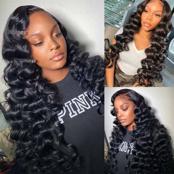 Hair 9A/10A/12A Loose Wave Human Hair 3 Bundles with 13x4 Lace Frontal