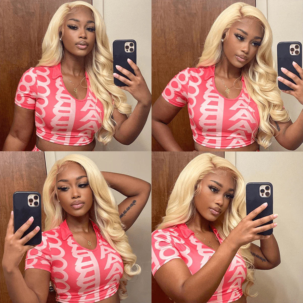 Hair #613 Blonde Body Wave 3 Bundles with 4x4 Transparent Lace Closure