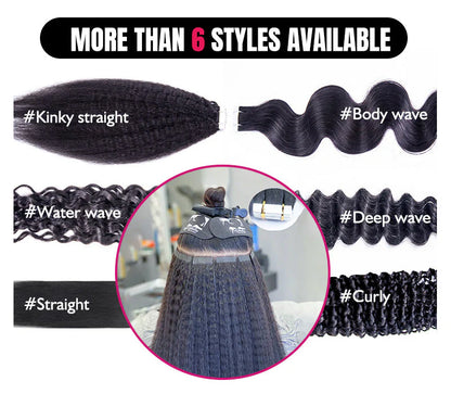 Hair Unprocessed Raw Virgin Tape ins Indian Water Wave Tape In Hair Extensions 100% Human Hair