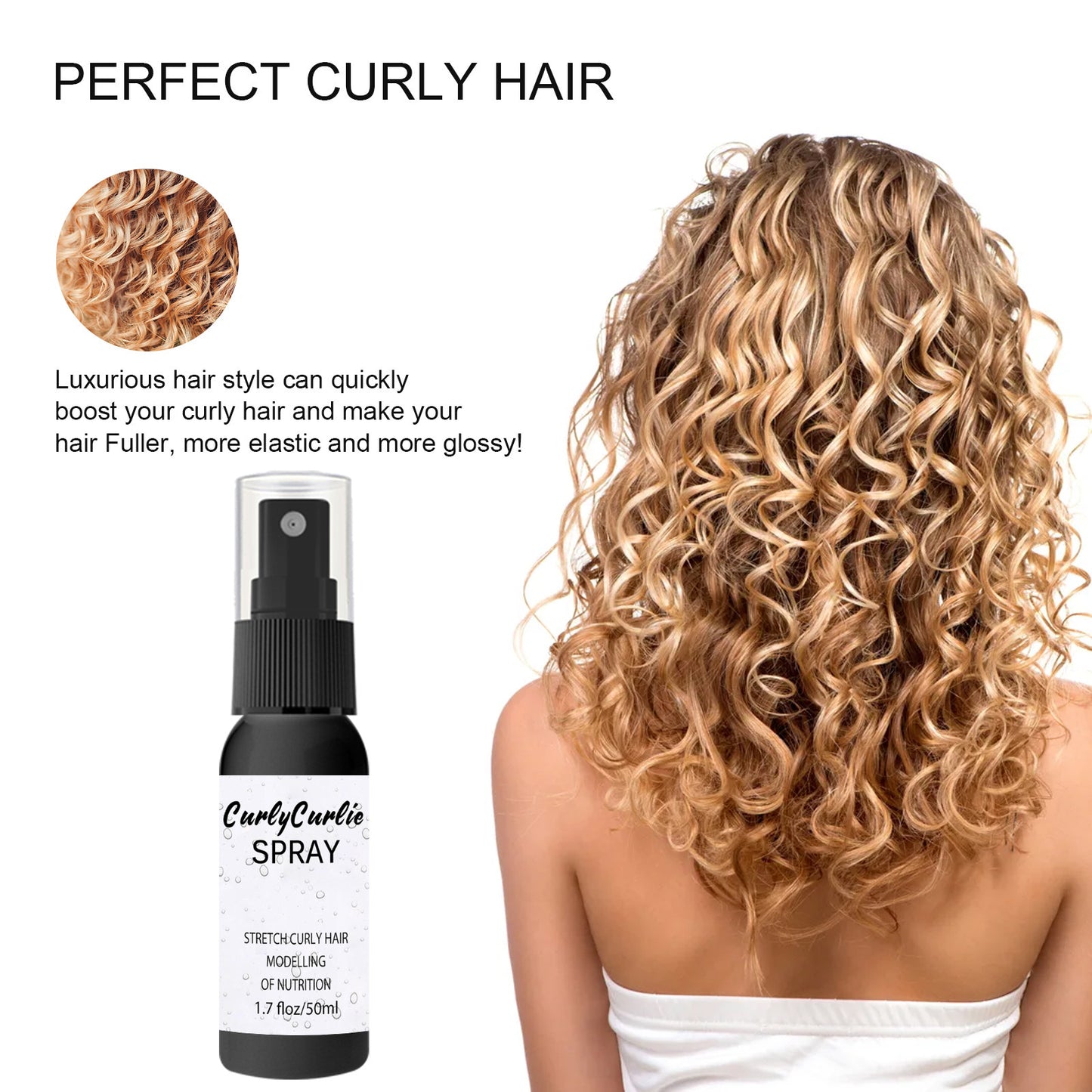 Curly Hair Styling Mist - Hydrating Curl Enhancer for Defined, Luscious Locks