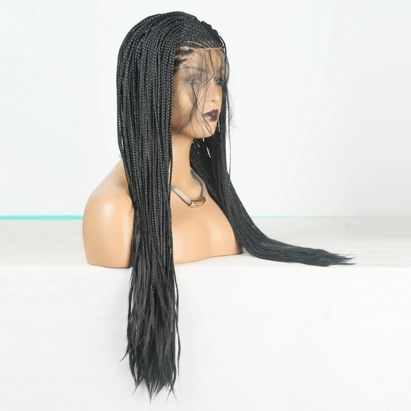 Exotic Long Curly Synthetic Wig with Dirty Braid Front Lace - High Temperature Silk