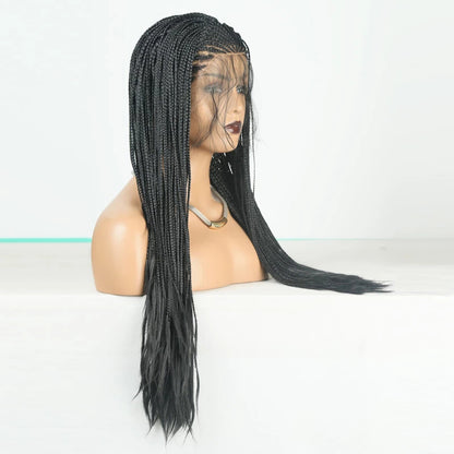 Exotic Long Curly Synthetic Wig with Dirty Braid Front Lace - High Temperature Silk
