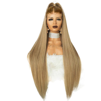 Lace Wig with Linen Gradient Long Straight Hair | Matte High-Temperature Fiber