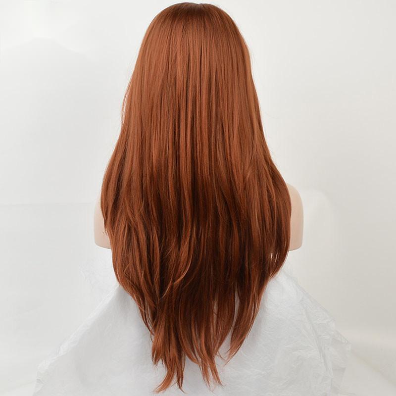 71cm Long Curly Wig with Oblique Bangs – Natural Style High-Temperature Fiber