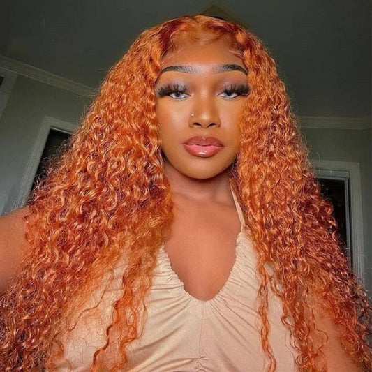 Front Lace Small Curly Orange Hair Wig | 26"-14" | High-Temperature Fiber | Half Hand-Woven | Perfect for Any Skin Tone
