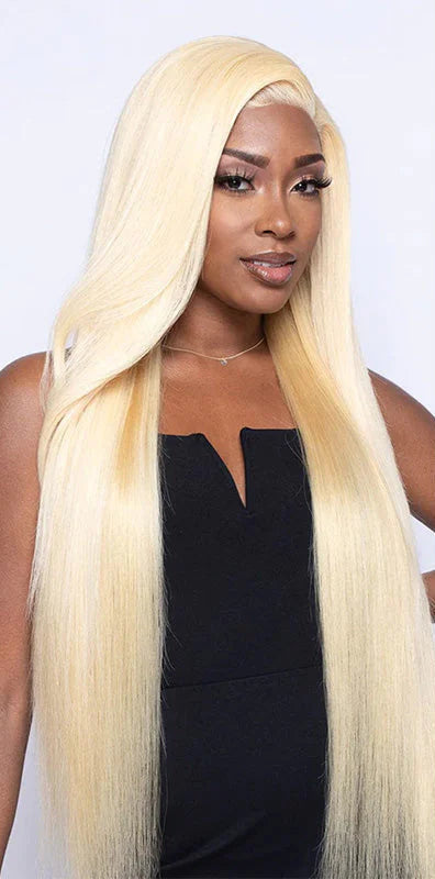 Hair #613 Blonde Straight 13x6 HD Frontal With 3 Bundles Human Hair