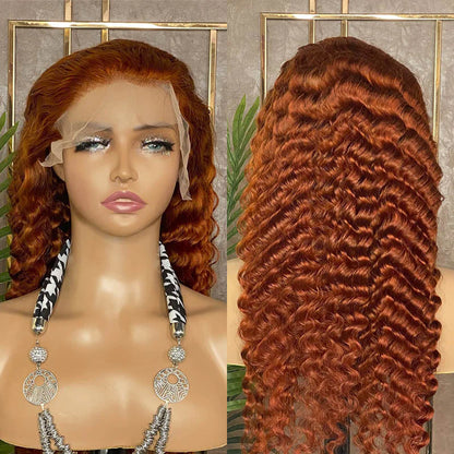 Hair Ginger #350 Color 13x4 Lace Front Wig Deep Wave Human Hair Wig