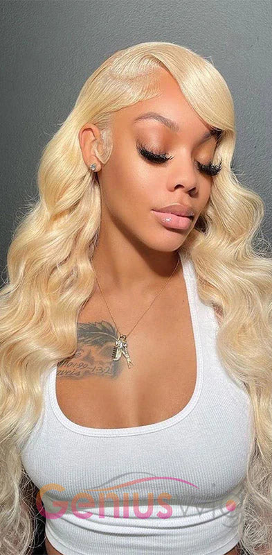 Hair #613 Blonde Body Wave Human Hair 3 Bundles with 13x4 Frontal