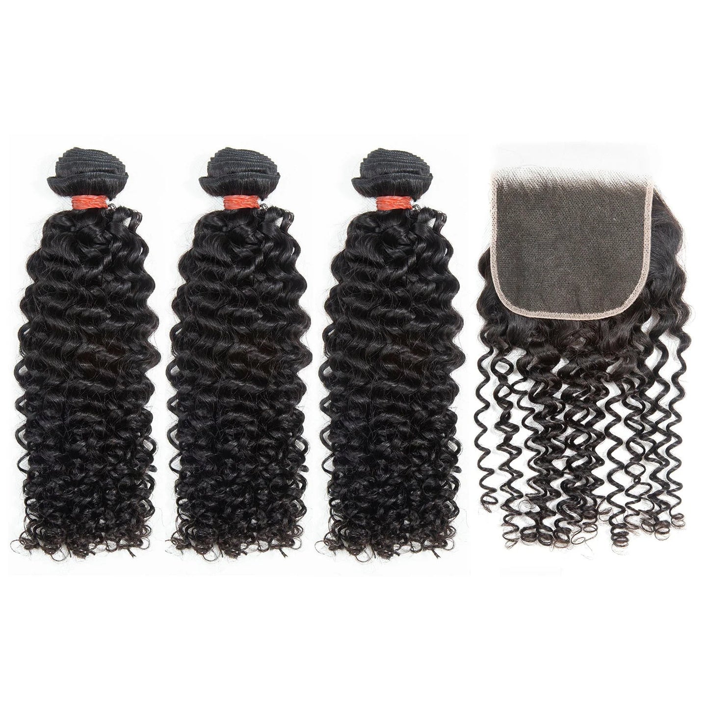 Hair 9A/10A12A Curly Bundles with 5x5 Closure Virgin Human Hair 3 Bundles with Closure
