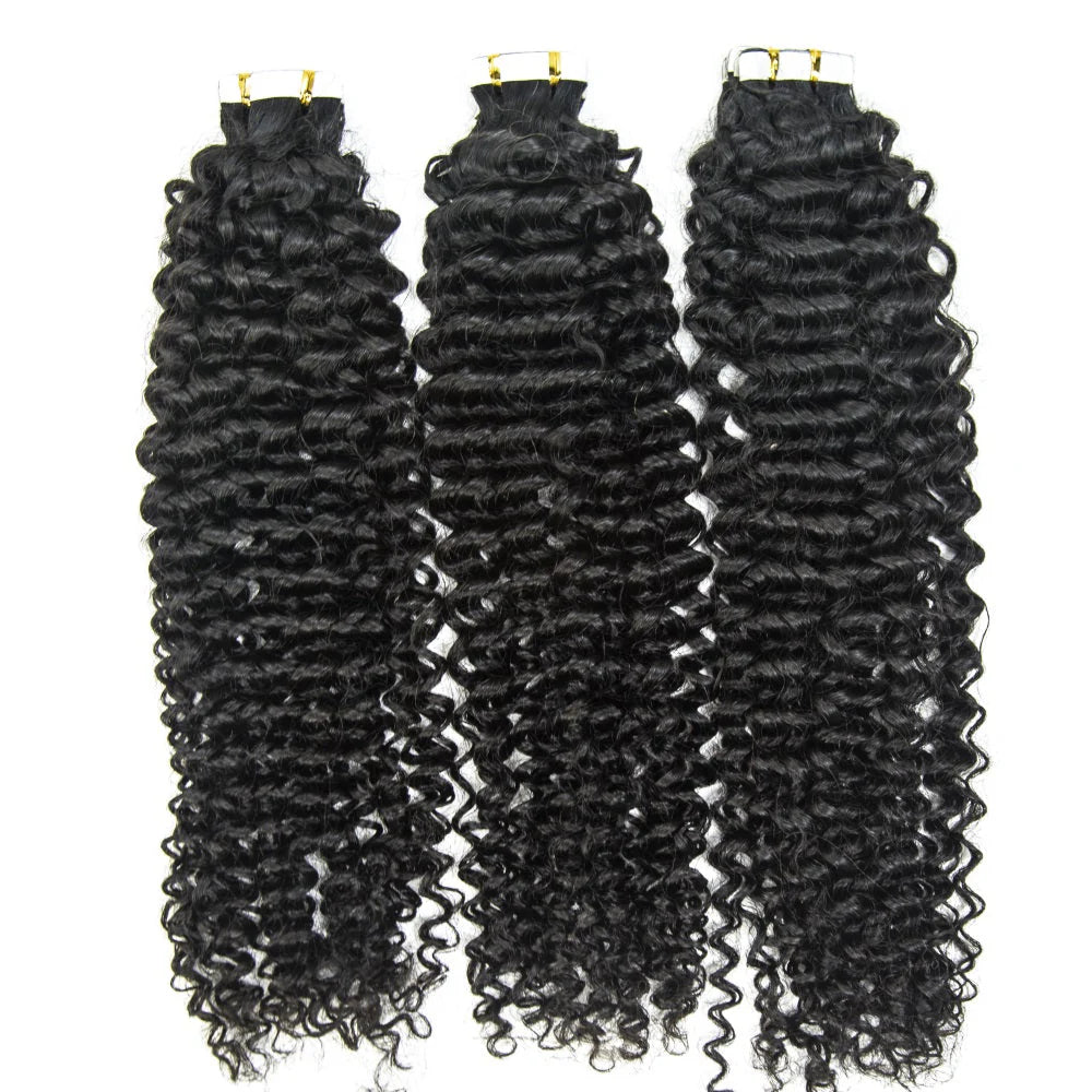 Hair Curly Tape In 100% Virgin Human Hair Tape Ins Hair Extensions