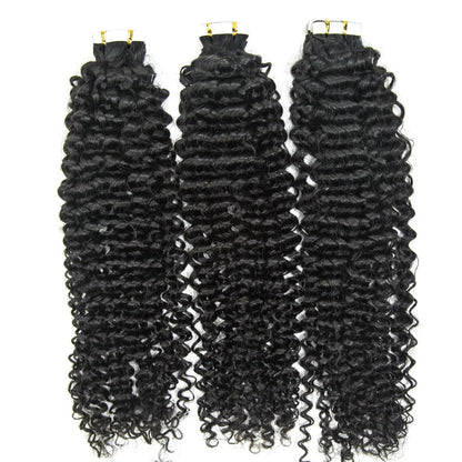 Hair Curly Tape In 100% Virgin Human Hair Tape Ins Hair Extensions