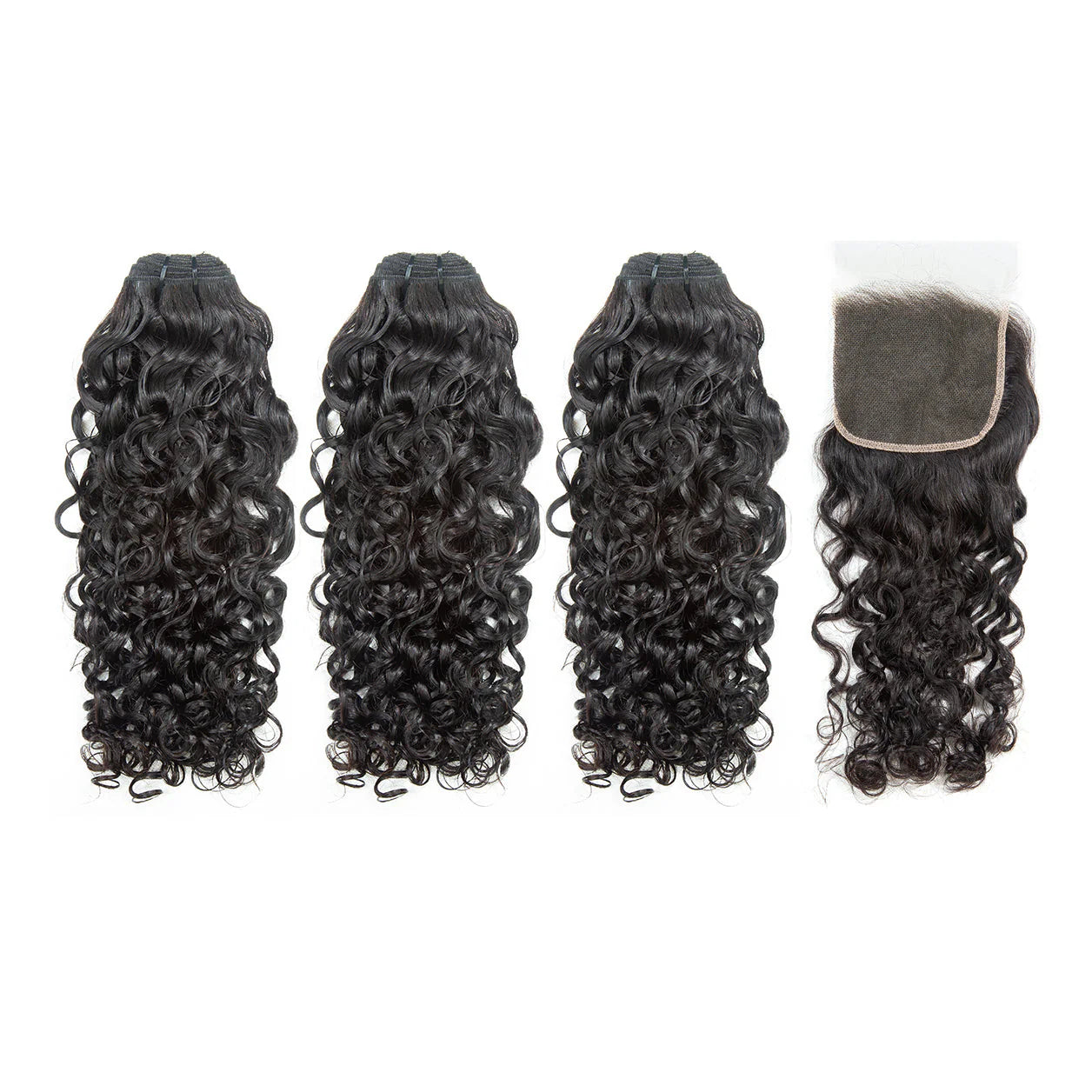 Hair 9A/10A12A Brazilian Water Wave 3 Bundles Human Hair Bundles with 5x5 Closure Small Knots