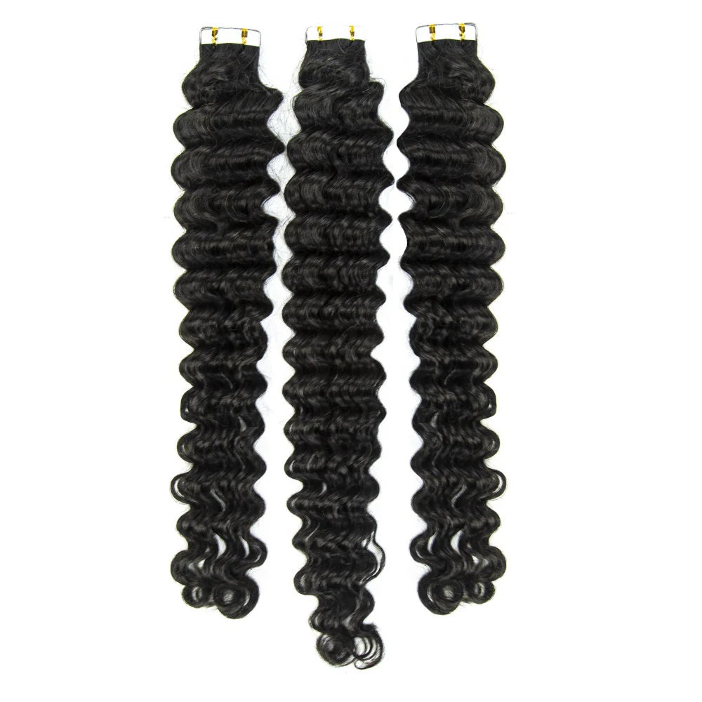 Hair Virgin Human Hair Deep Wave Tape in Hair Extension Unprocessed Hair Deep Wave Tape ins
